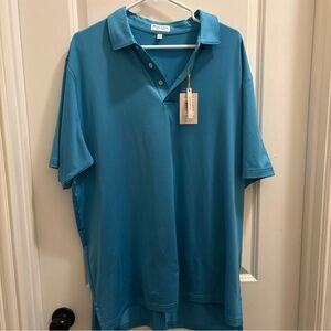 NWT Peter Millar Summer Comfort Shirt Mens X Large Golf Polo Jasper Blue Preppy
